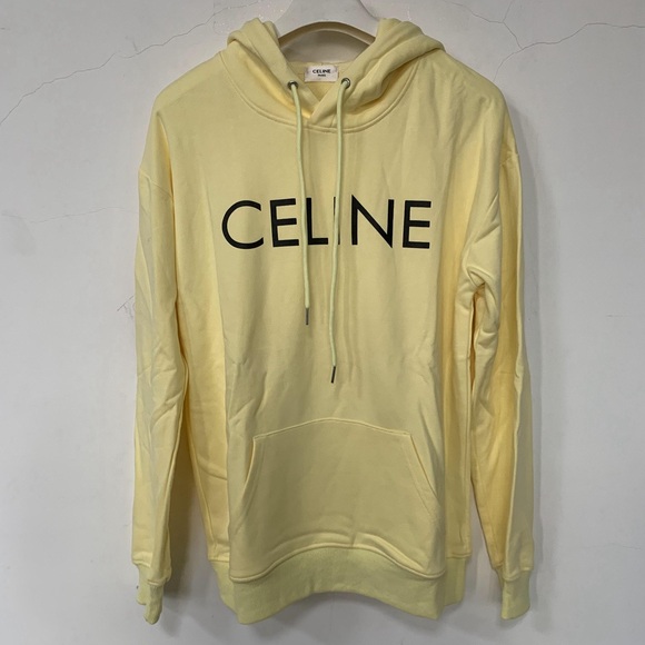 Celine Light Yellow Hoodie with Logo